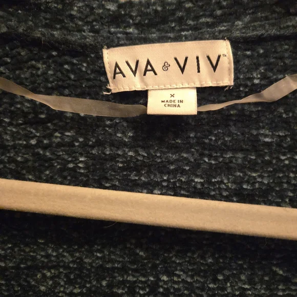 Ava & Viv Plus Size Open Front Cardigan Dark Emerald Green Chenille Size 1X - Picture 6 of 7